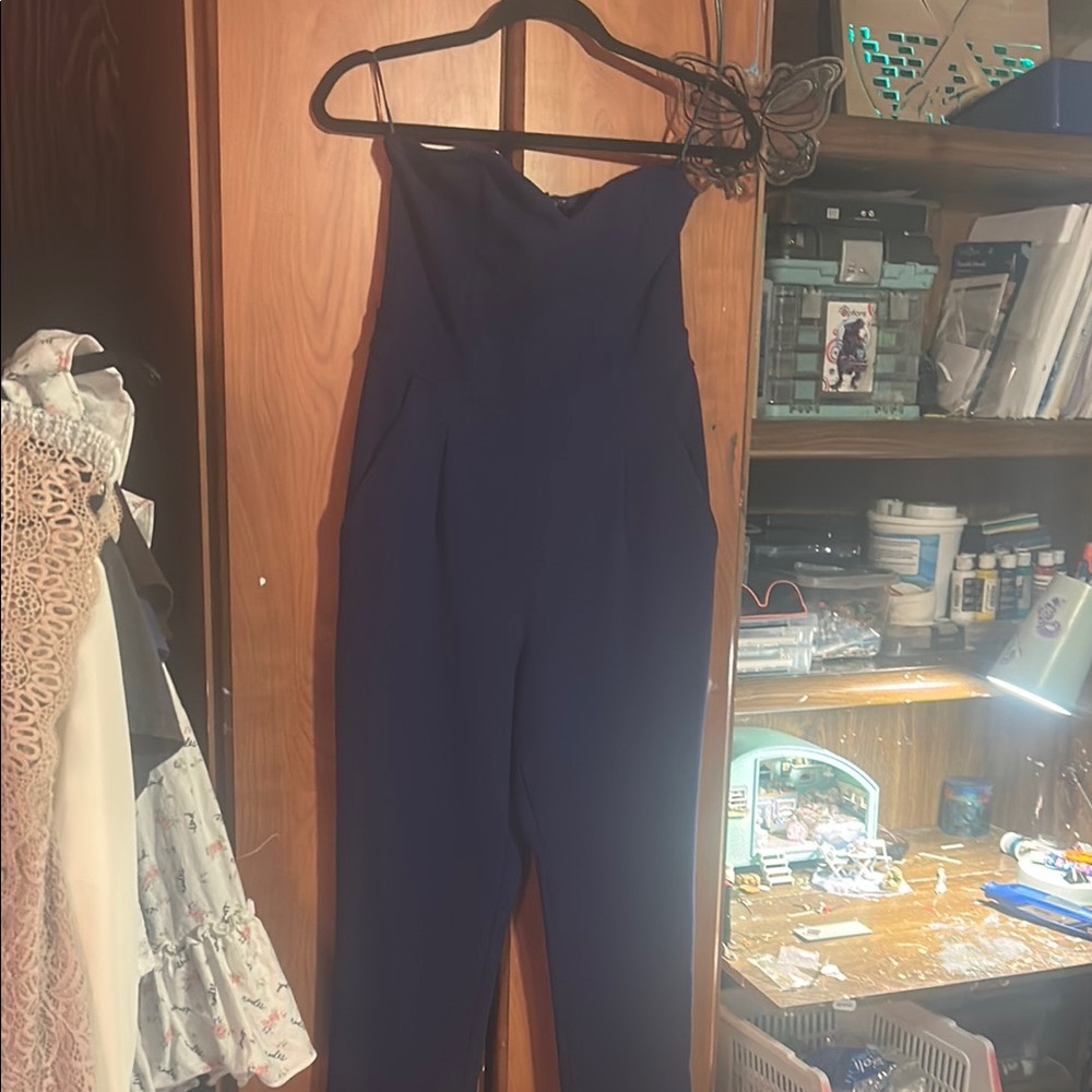 Express Blue Jumpsuit Modern Streamlined Design